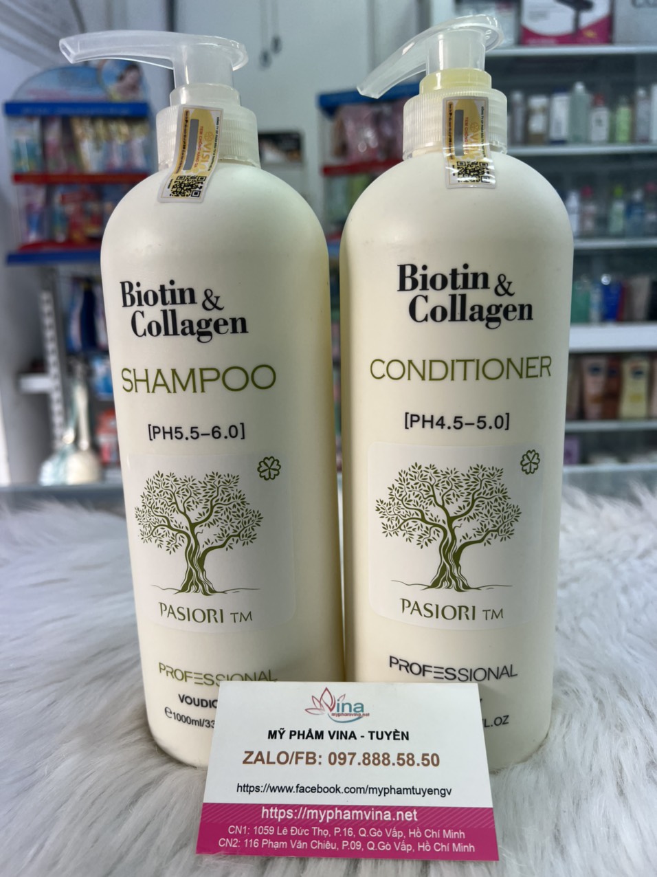 Dầu Gội Xả Biotin Collagen Giúp Phục Hồi Chống Rụng Tóc 1000ML (MÀU TRẮNG) 1