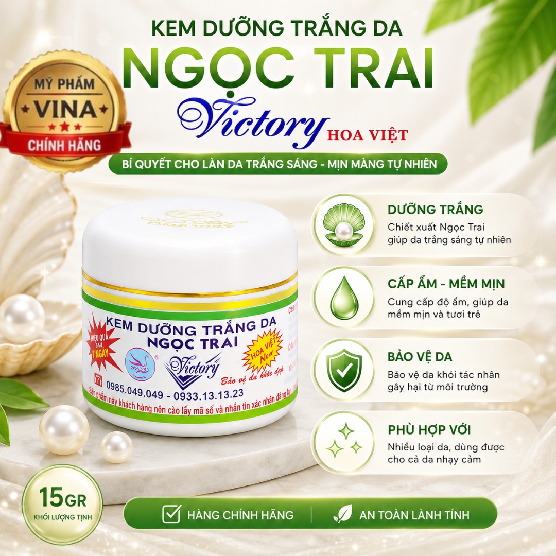 Kem Dưỡng Trắng Da Ngọc Trai Victory (Hoa Việt) 15GR 1