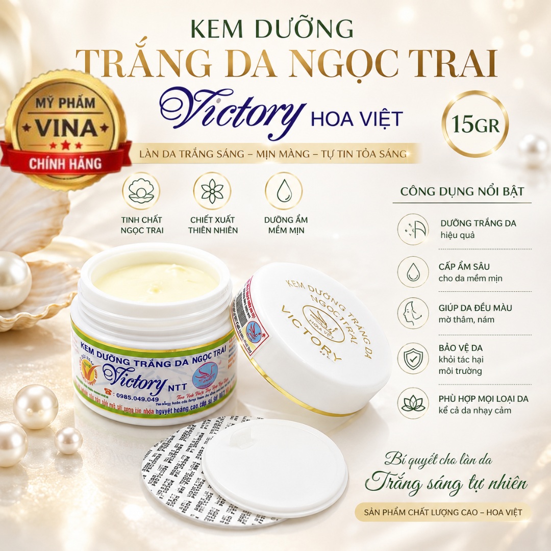 Kem Dưỡng Trắng Da Ngọc Trai Victory (Hoa Việt) 15GR 2