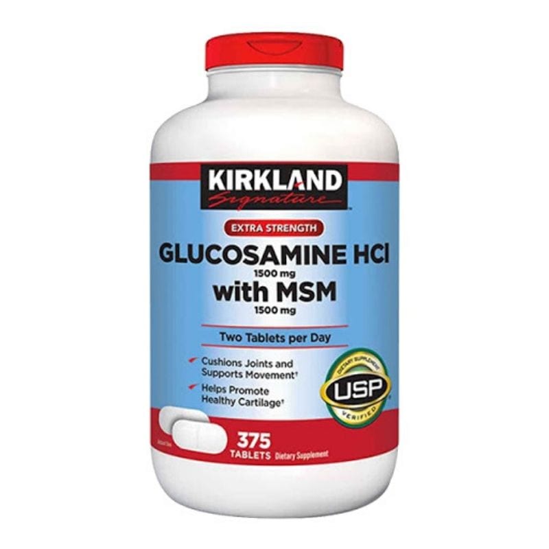 Viên uống Glucosamine HCL 1500mg Kirkland With MSM Hộp 375 Viên vàng 2