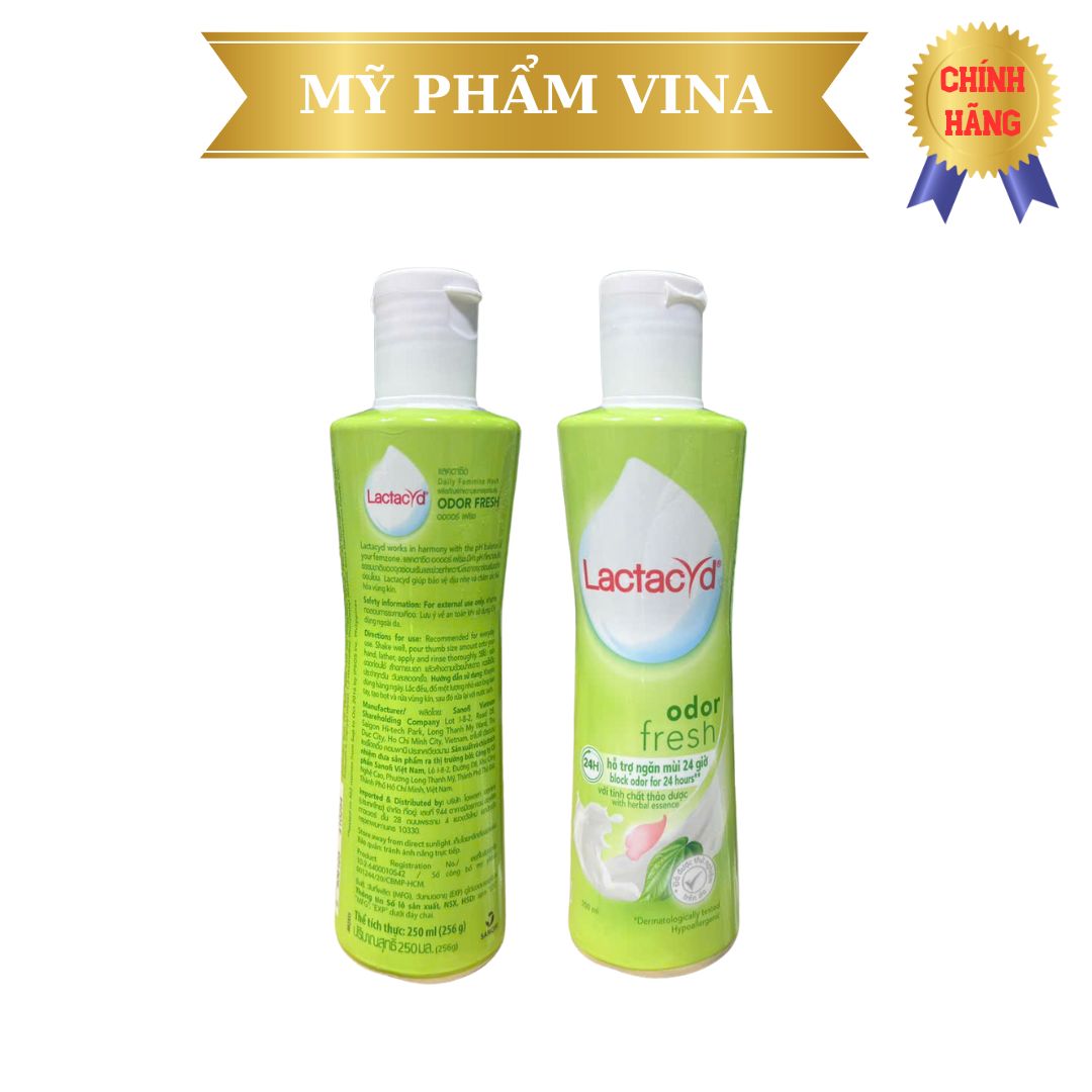 Dung dịch vệ sinh phụ nữ Lactacyd odor fresh Trầu Không - Giúp bảo vệ, giữ ẩm, ngăn mùi vùng nhạy cảm 250ml 2