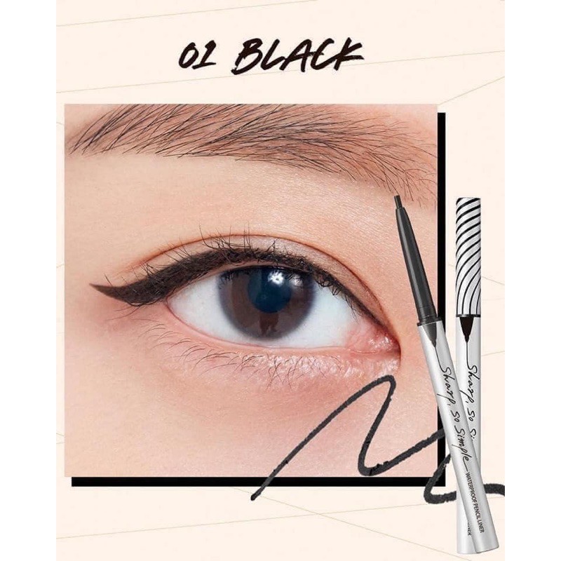 Bút Viền Mắt Chống Nước Clio Sharp So Simple Waterproof Pencil Liner 01 Black 2