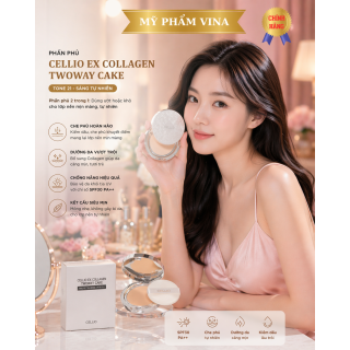 Phấn Phủ Cellio Ex Collagen Twoway Cake 13gr - tone 21