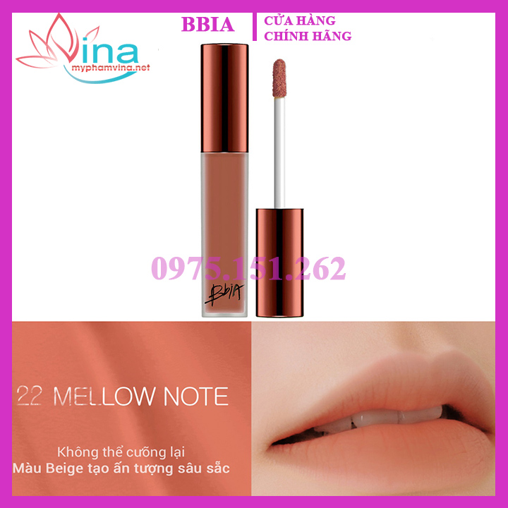Son Kem Bbia Last Velvet Lip Tint #22 Mellow - Cam Đất Sữa 2