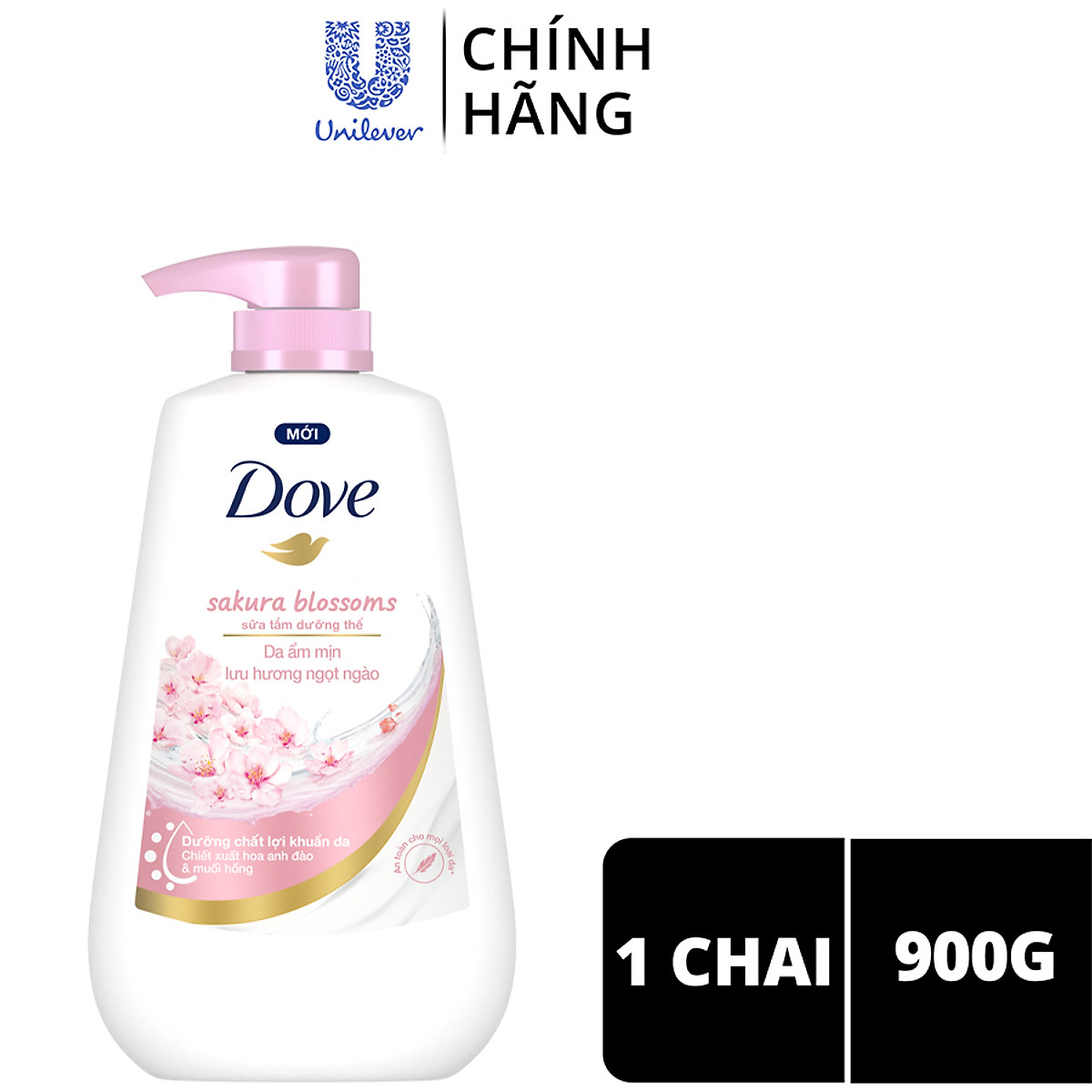 Sữa Tắm Dưỡng Thể Dove Hoa Anh Đào Và Muối Hồng Chai 900G 1