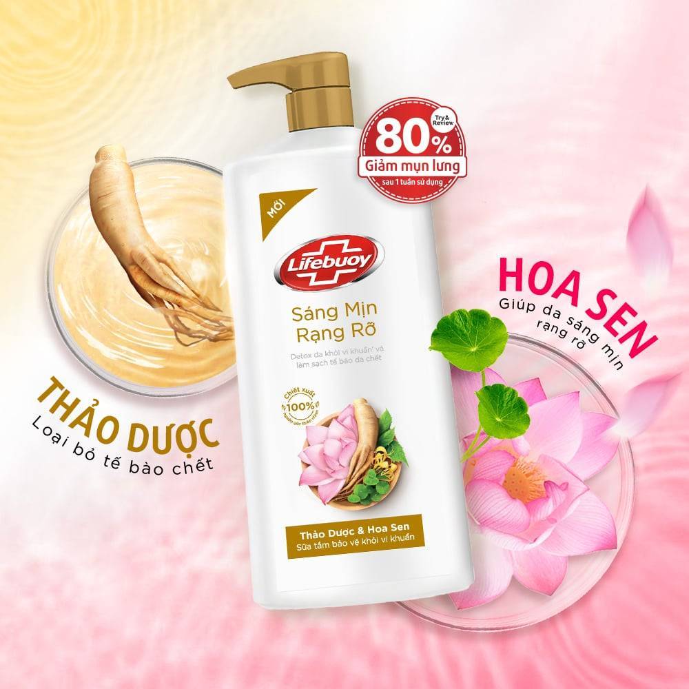 Sữa Tắm Detox Và Sạch Sâu Khỏi Bụi Mịn Pm2.5 Lifebuoy Detox Thảo Dược & Hoa Sen 800gr 2