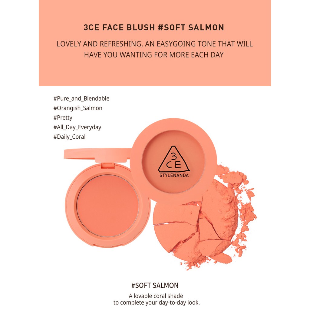 PHẤN MÁ HỒNG 3CE FACE BLUSH #Soft Salmon 5.5GR 1