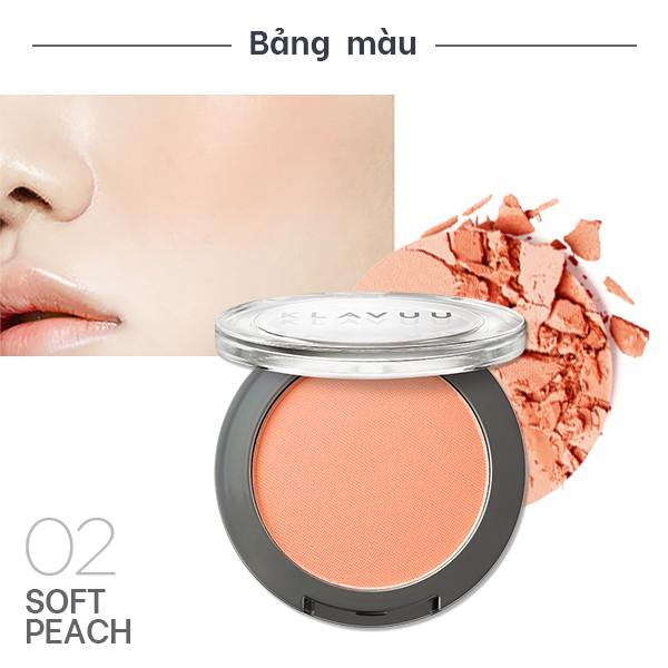 Phấn má hồng KLAVUU Urban Pearlsation Natural Powder Bluser (5.5g) - #2 Soft Peach màu cam đào