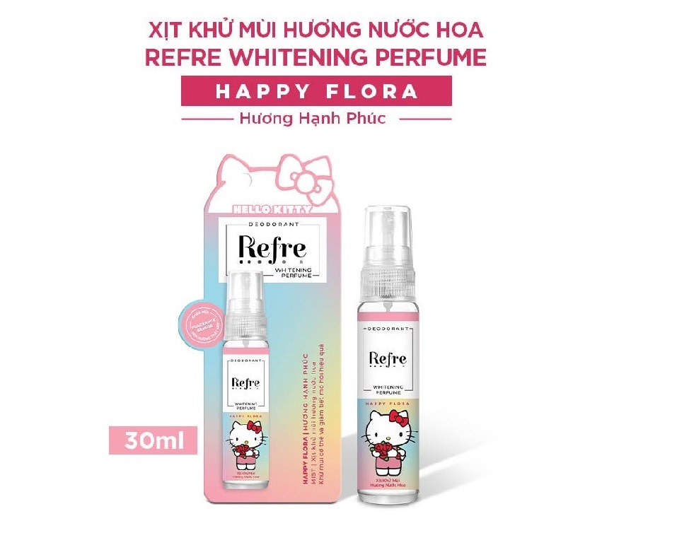 Xịt Khử Mùi Refre Whitening Perfume Nước Hoa - Hương Hạnh Phúc Happy Flora 30ml 1