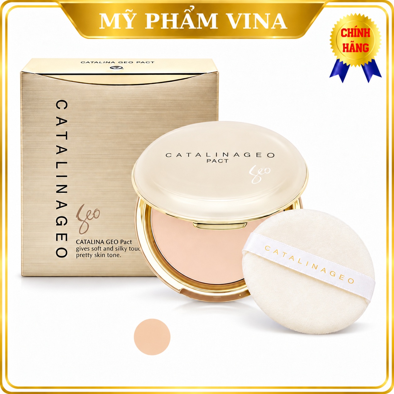 Phấn Phủ Geo Lamy Catalina Geo Pact Hộp Màu Vàng Hàn Quốc