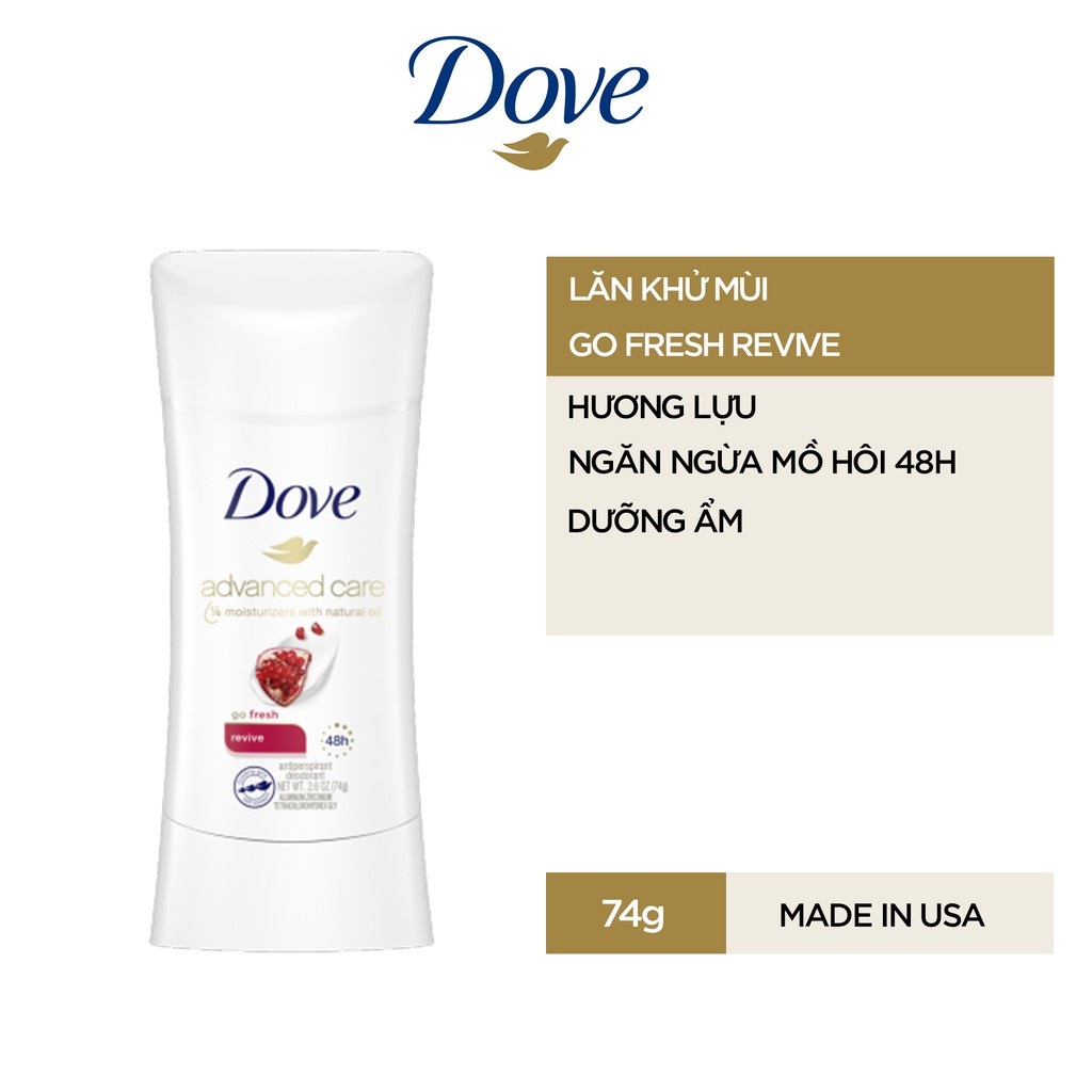 Lăn sáp khử mùi nữ Dove Advanced Care go fresh Revive hương lựu 74g 2