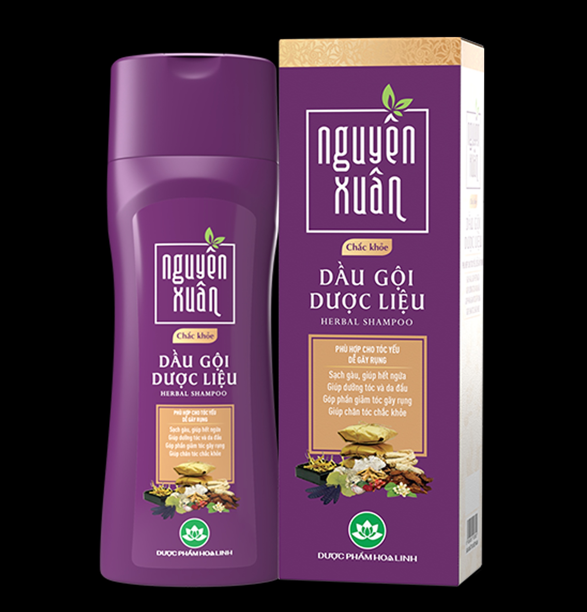 Dầu Gội Dược Liệu Nguyên Xuân TÍM Chắc Khỏe Giảm Gãy Rụng Dành Cho Tóc Yếu, Tóc Gãy, Tóc Chẻ Ngọn 250ML 1