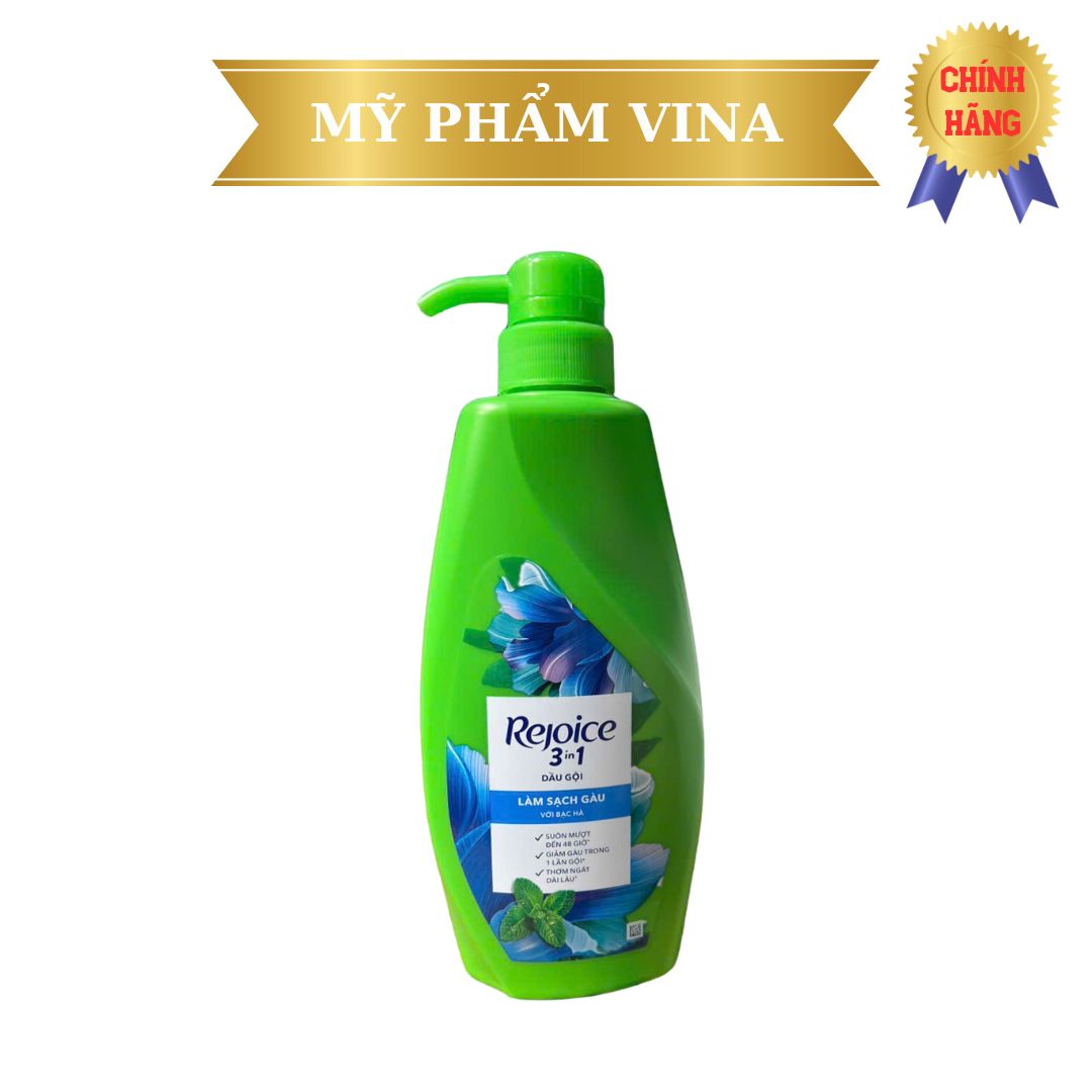 Dầu Gội Rejoice Tinh Dầu Bạc Hà Giảm Gàu 3 Trong 1 - 650ML