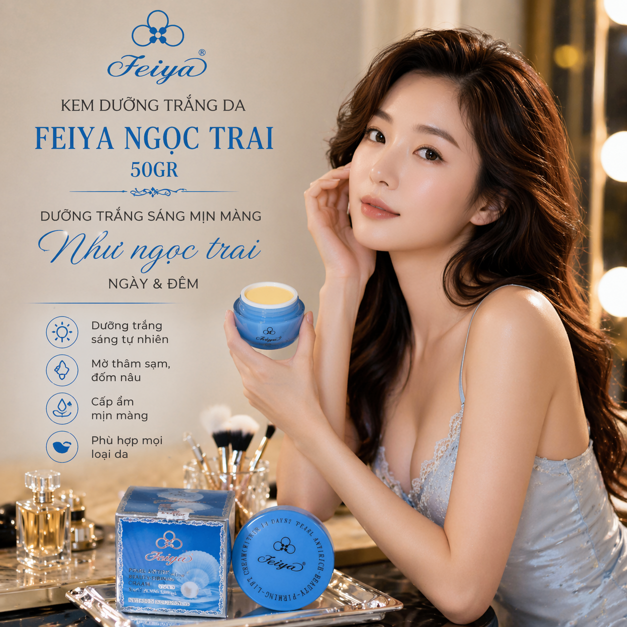 KEM DƯỠNG TRẮNG FEIYA PEARL ANTIRICH - BEAUTY - FIRMING - LIFT CREAM - 50G 2