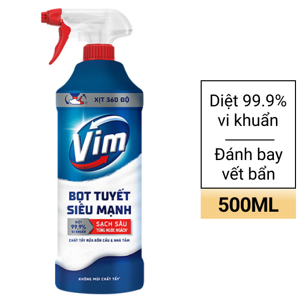 Xịt bọt tuyết siêu mạnh VIM tẩy bồn cầu và nhà tắm chai 500ml