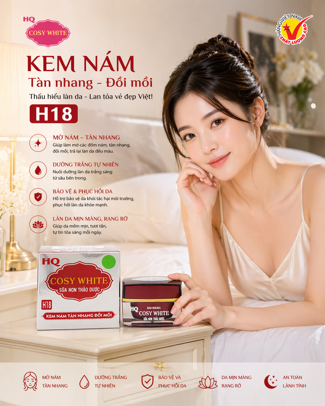 Kem HQ Cosy White H18 Nám Tàn Nhang Đồi Mồi 18gr 2