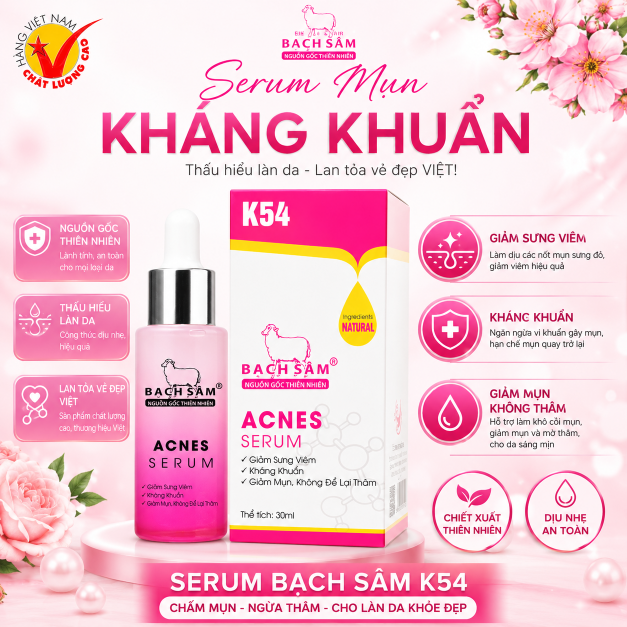 SERUM BẠCH SÂM K54 CHẤM MỤN NGỪA THÂM 30ML
