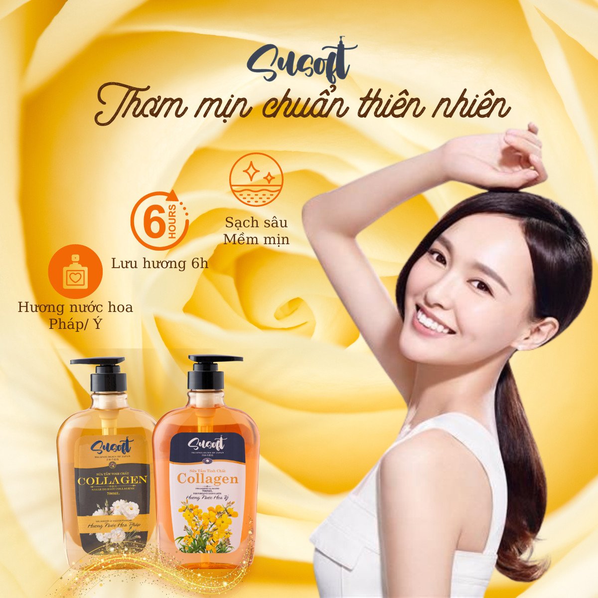 Sữa tắm tinh chất Collagen, Hương nước hoa SUSOFT 700ml 1