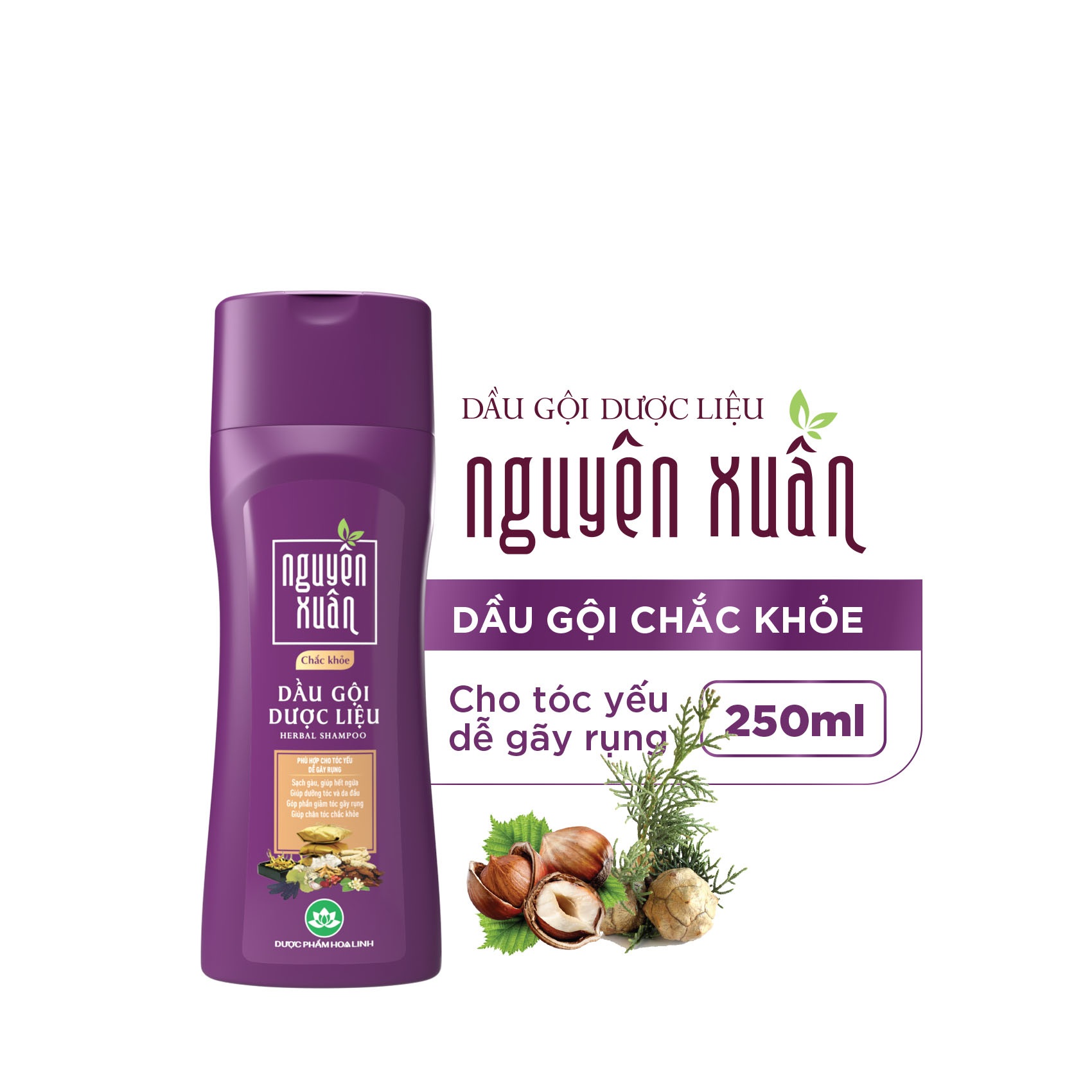 Dầu Gội Dược Liệu Nguyên Xuân TÍM Chắc Khỏe Giảm Gãy Rụng Dành Cho Tóc Yếu, Tóc Gãy, Tóc Chẻ Ngọn 200ML 1