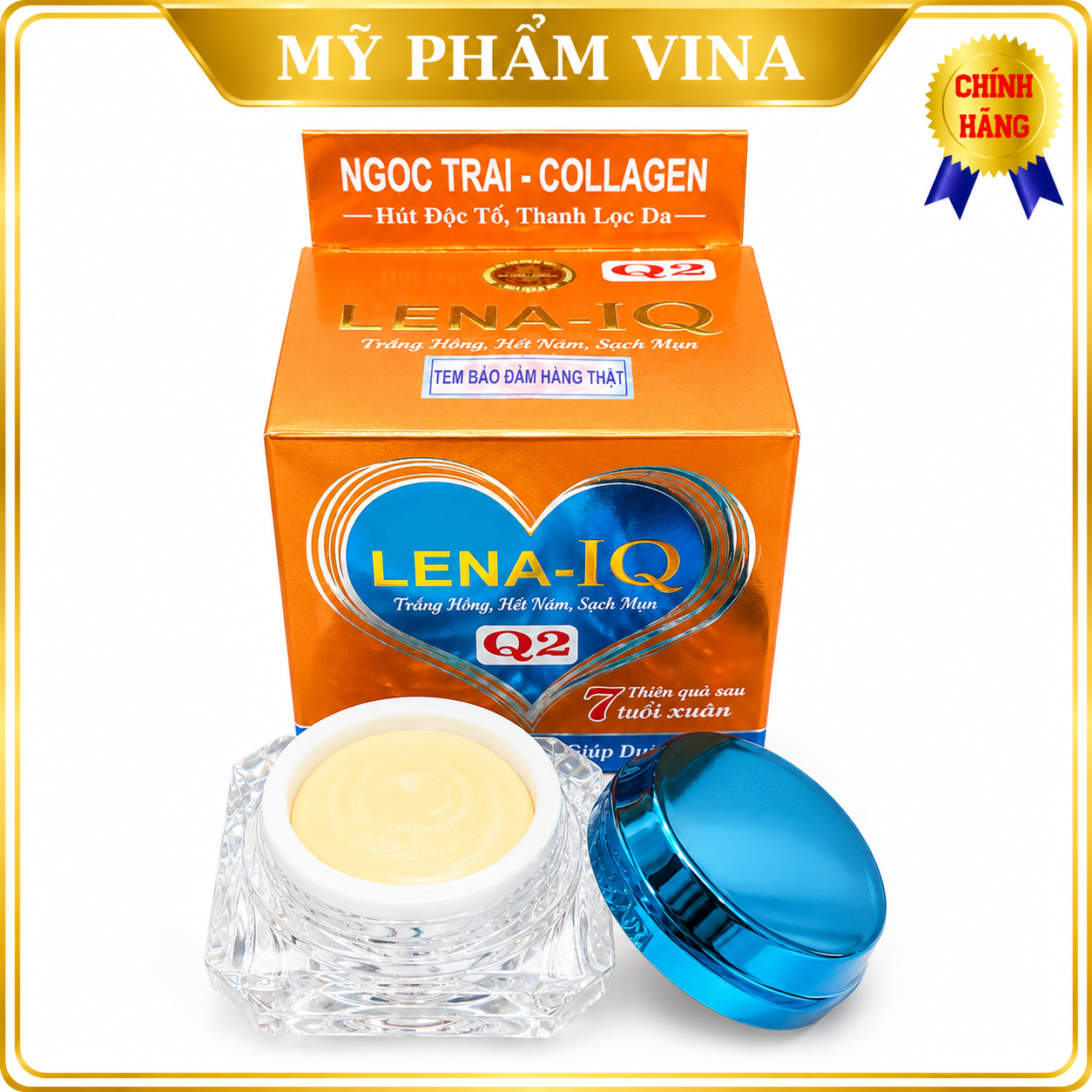 Kem LENA-IQ Q2 dưỡng trắng - Thâm - Giúp phục hồi - Tái tạo da - Nhăn da quầng mắt 15gr 1