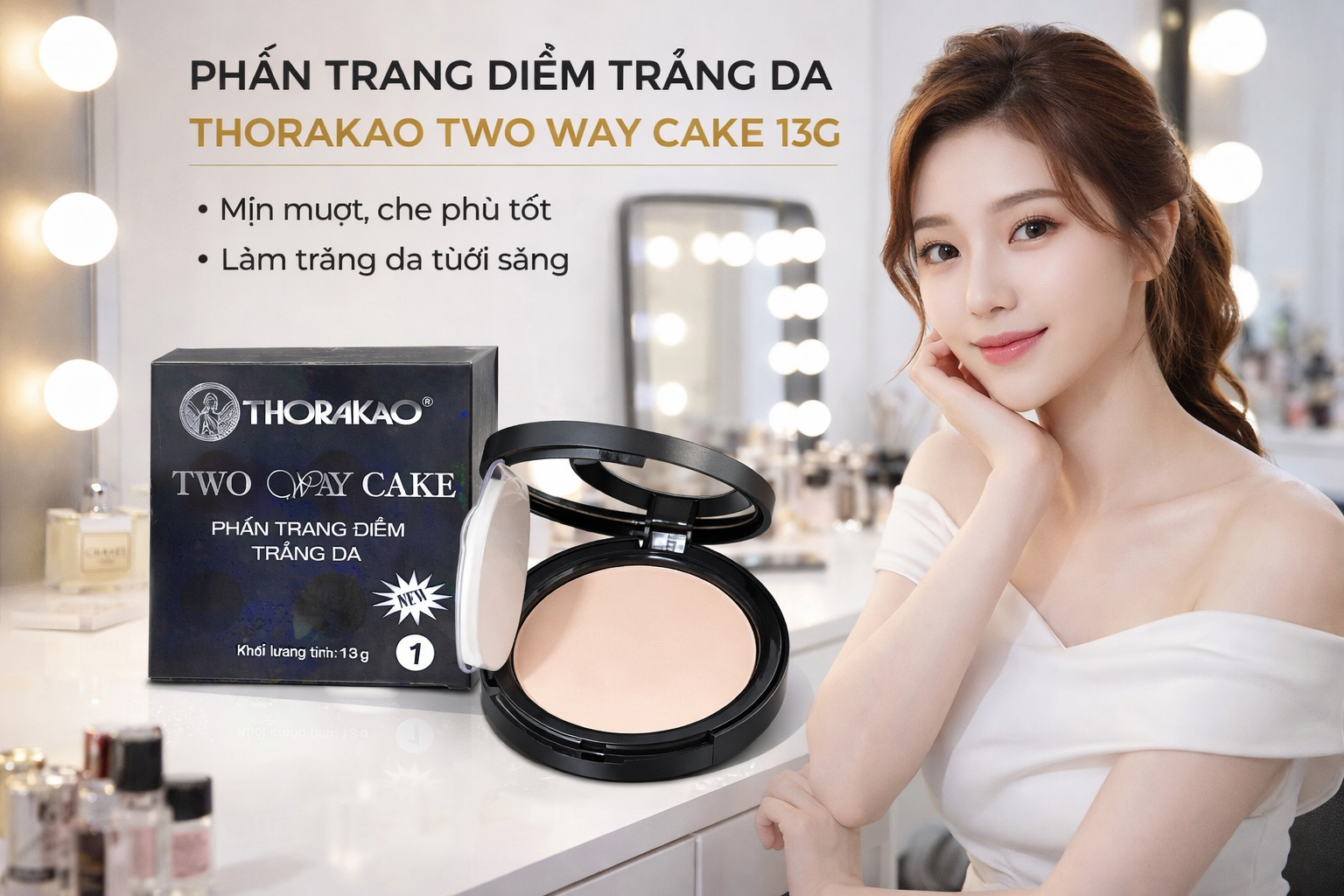 PHẤN TRANG ĐIỂM TRẮNG DA THORAKAO TWO WAY CAKE 13G - SỐ 1 2