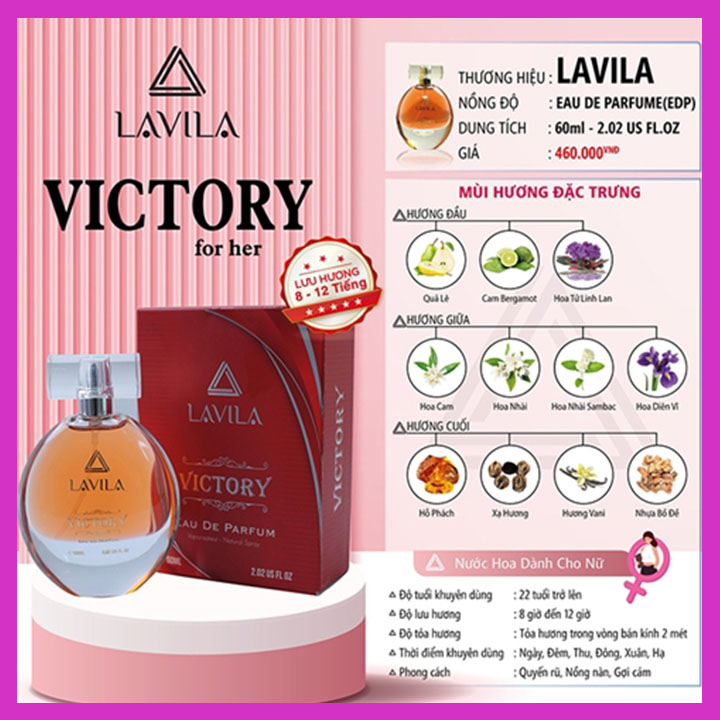 [ Mua 1 Tặng 1] Nước hoa nữ Lavila Victory EDP 60ml - Tặng Nước hoa nữ 12ml 2