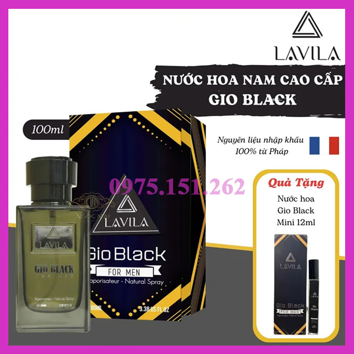 [ MUA 1 TẶNG 1] NƯỚC HOA NAM LAVILA GIO BLACK 100ML - TẶNG NƯỚC HOA 12ML 1