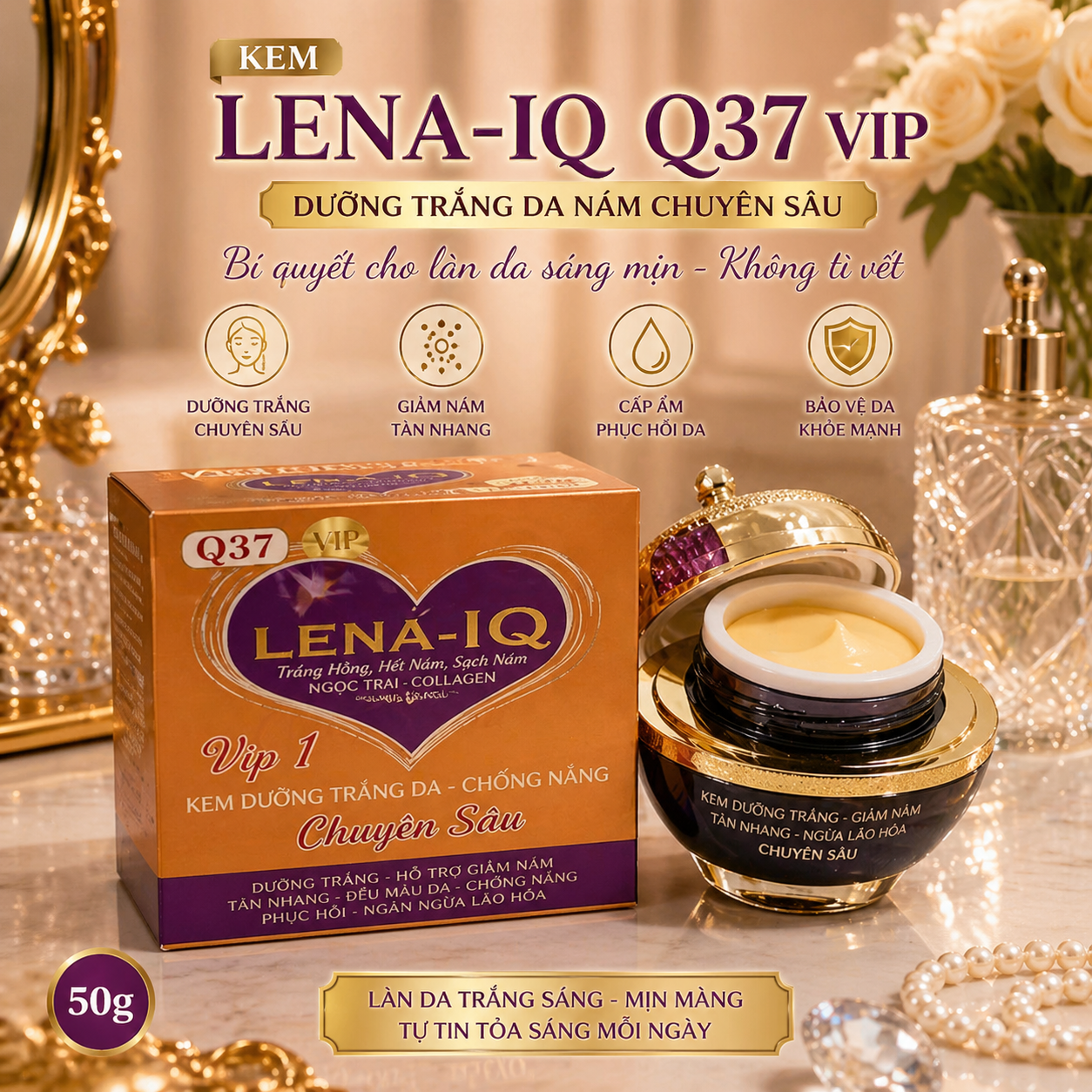 Kem LENA IQ Q37 Vip dưỡng trắng da nám chuyên sâu (50g) 1