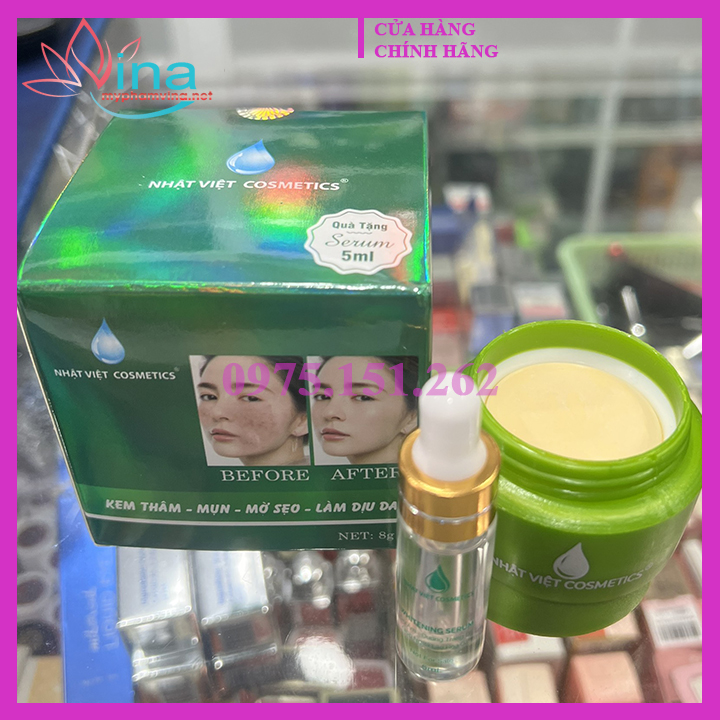 Kem thâm - mụn - mờ sẹo - làm dịu da Nhật Việt Cosmetics 8gr - tặng serum 5ml 2