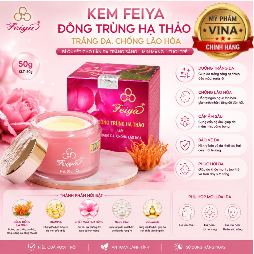 Kem Feiya Đông Trùng Hạ Thảo Trắng Da, Chống Lão Hóa - 50g 1