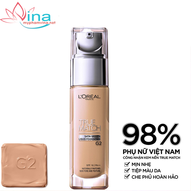 Kem Nền Dưỡng Ẩm Loreal True Match Liquid Foundation G2 30ml 1