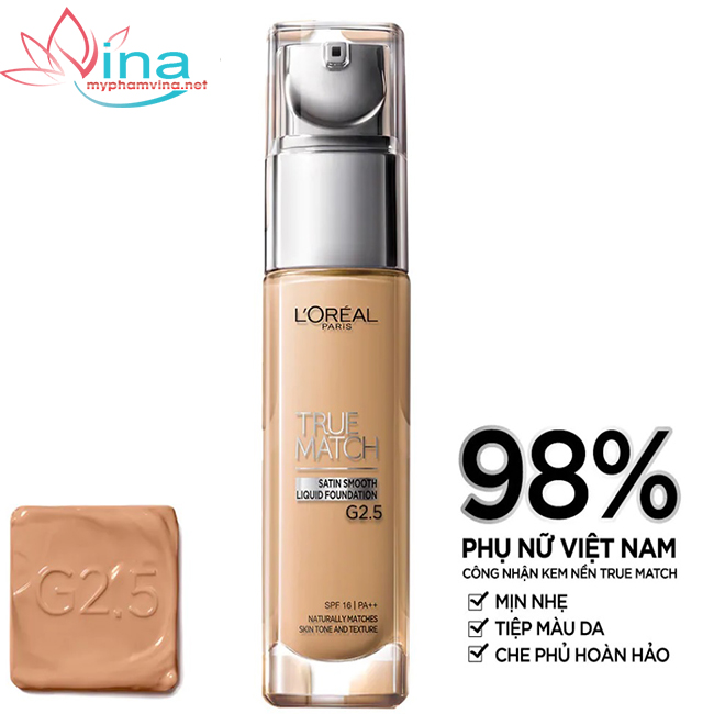 Kem Nền Dưỡng Ẩm Loreal True Match Liquid Foundation G2.5 30ml 1