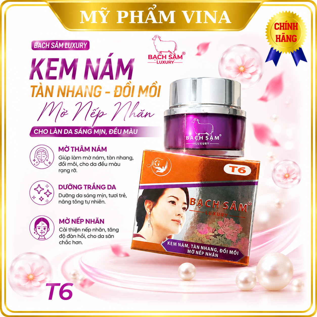 Kem Bạch Sâm T6 LUXURY Sạch Nám Tàn Nhang Đồi Mồi Chống Nhăn Dưỡng Trắng Phục Hồi Da 1