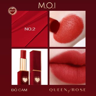 Son Thỏi Cao Cấp Queen Of Rose #2. Đỏ cam (tặng hủ tẩy tbc cám gạo) - M.O.I COOSMETIC HỒ NGỌC HÀ