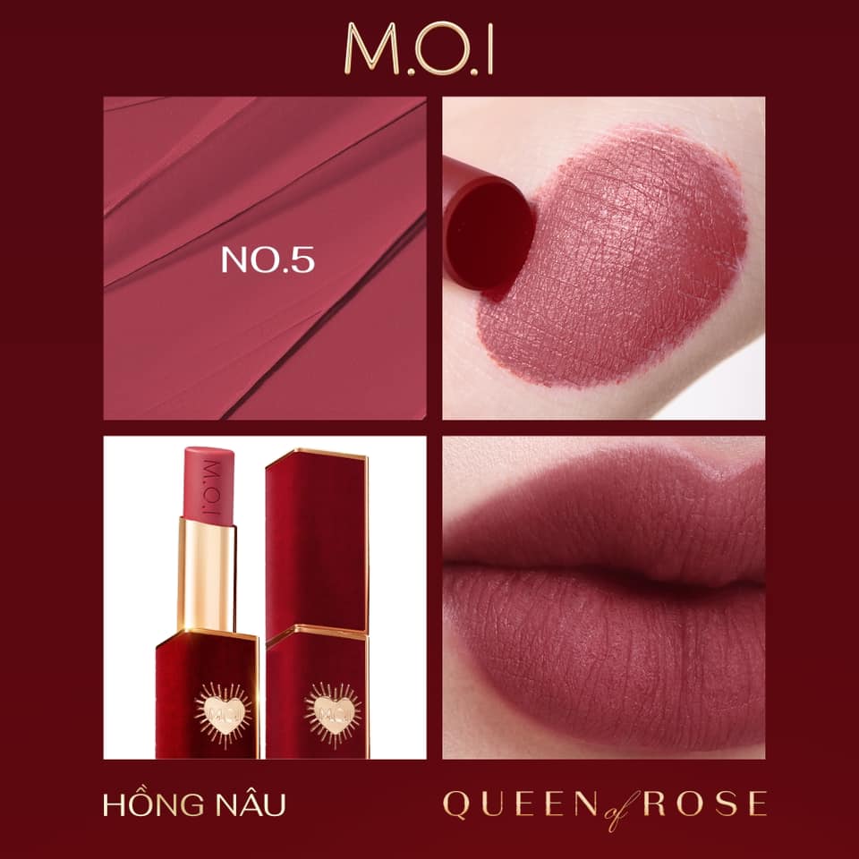 Son Thỏi Cao Cấp Queen Of Rose #5. Hồng nâu (tặng hủ tẩy tbc cám gạo) - M.O.I COOSMETIC HỒ NGỌC HÀ	 2