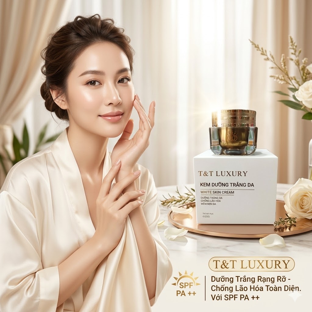 Kem T&T LUXURY dưỡng trắng da - lão hoá - mềm mịn da - SPF 45 PA ++ 20gr 2