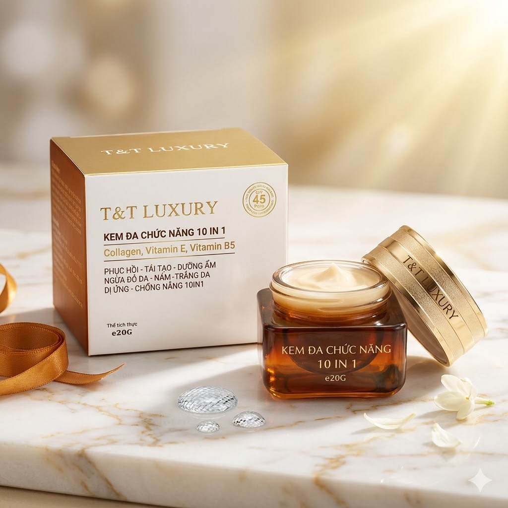 Kem T&T LUXURY đa chức năng 10 IN1 phục hồi - tái tạo - dưỡng ẩm - nám - trắng da - chống nắng SPF 45 PA++ 20gr 2