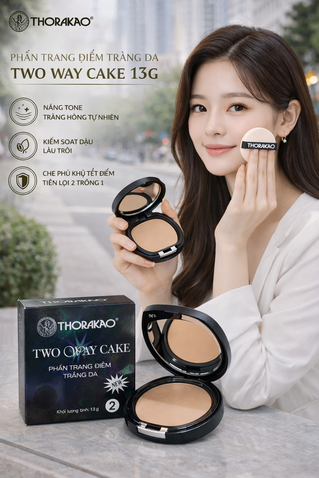   Phấn trang điểm trắng da Thorakao Two Way Cake 13g - Số 2 1