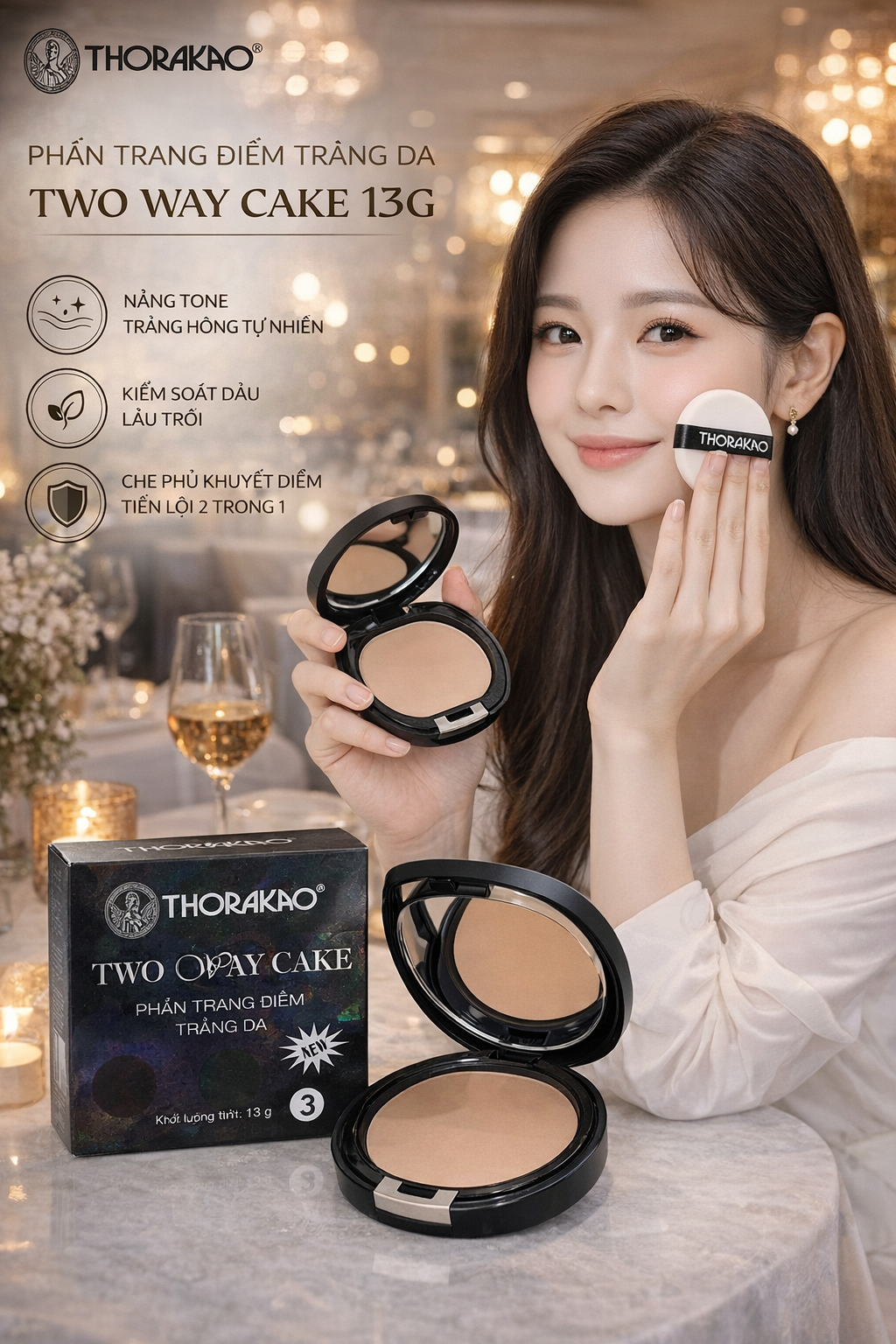 PHẤN TRANG ĐIỂM TRẮNG DA THORAKAO TWO WAY CAKE 13G - SỐ 3 1