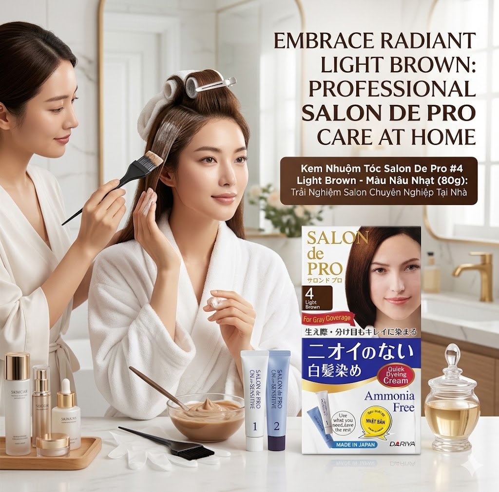 	Kem Nhuộm Tóc Phủ Bạc Cho Nữ Salon De Pro - #4 (Light Brown): Nâu nhạt 2