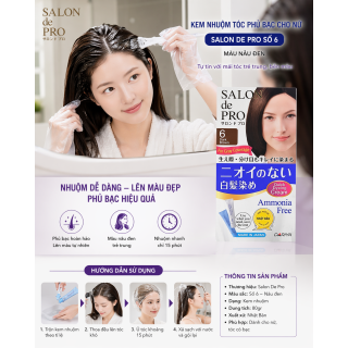 Kem Nhuộm Tóc Phủ Bạc Cho Nữ Salon De Pro - #6 (Dark Brown): Nâu đen