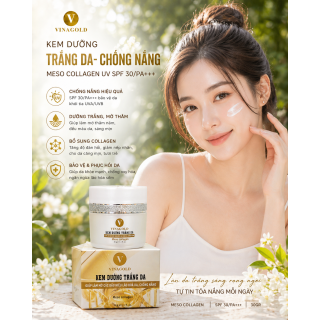 Kem Dưỡng Trắng Da Chống Nắng VINAGOLD MÉO COLLAGEN UV SPF 30/PA+++ 30GR