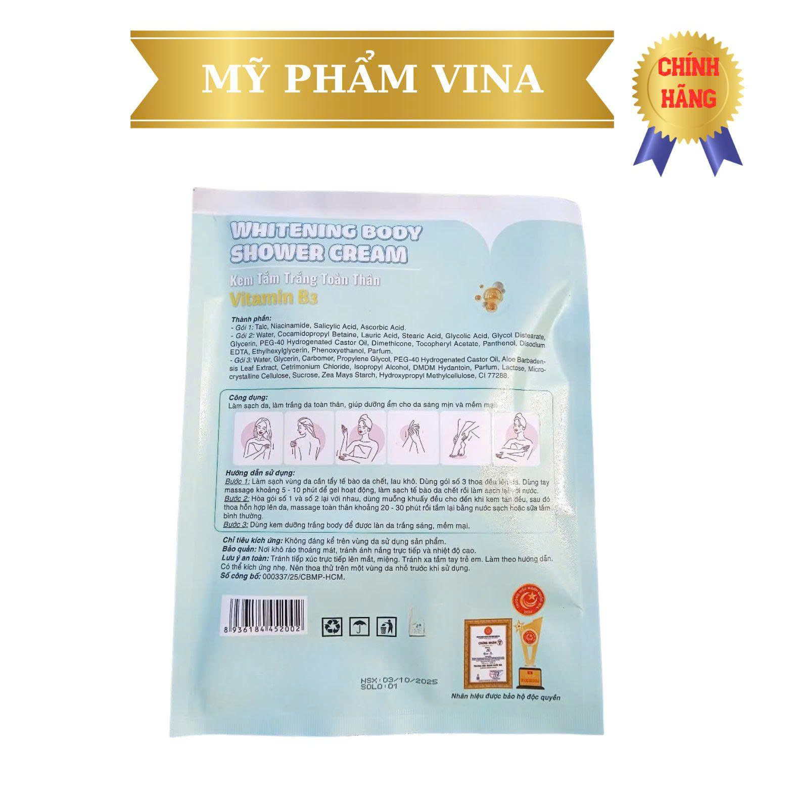 ( Xanh) Kem tắm trắng body HD Hoàng Dũng VITAMIN B3 - 130g 2