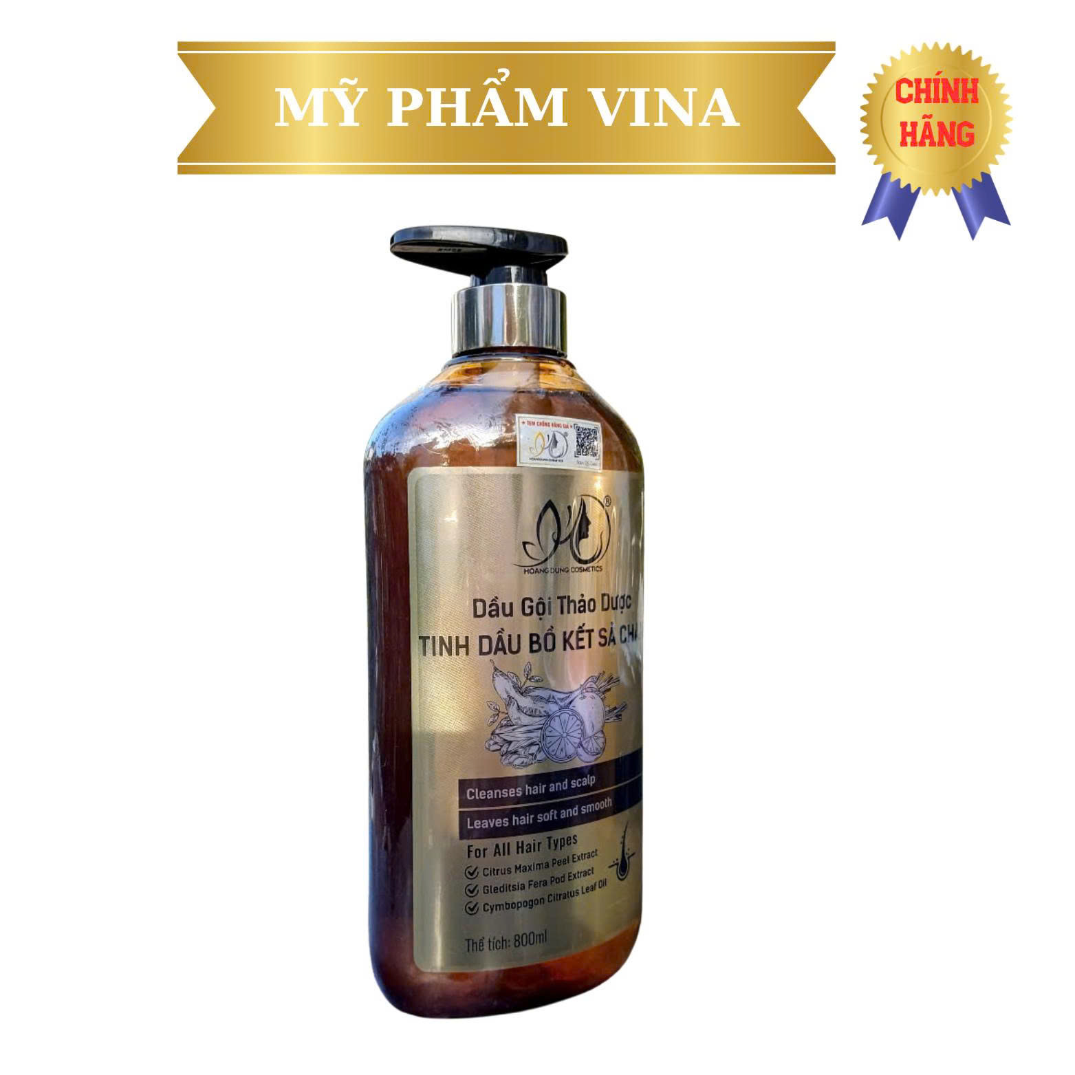 Dầu Gội Thảo Dược HD Hoàng Dũng - Tinh Dầu Bồ Kết Sả Chanh 800ml 2