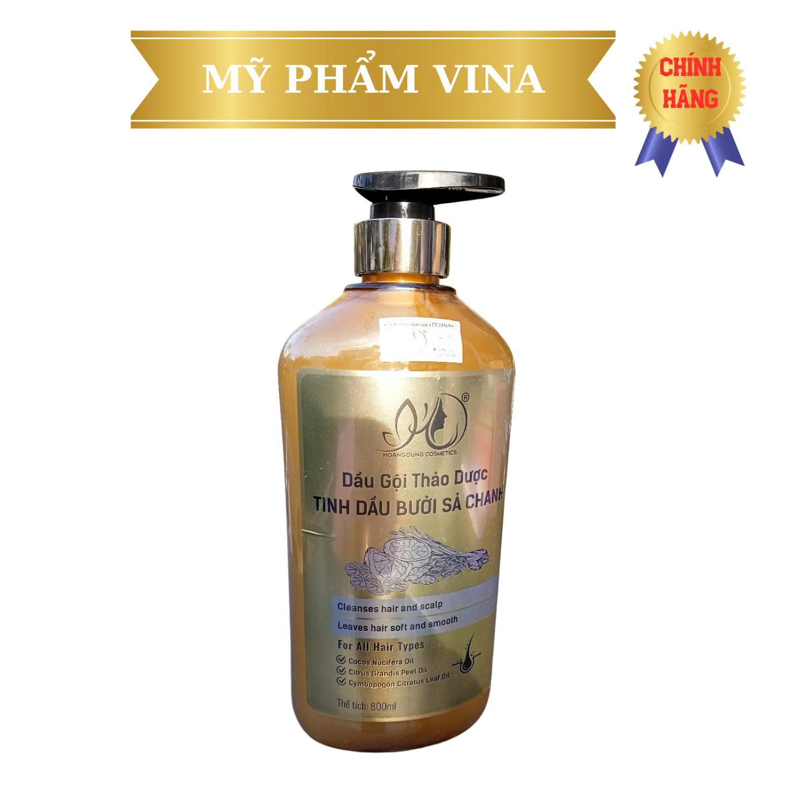 Dầu Gội Thảo Dược HD Hoàng Dũng - Tinh Dầu Bưởi Sả Chanh 800ml 1