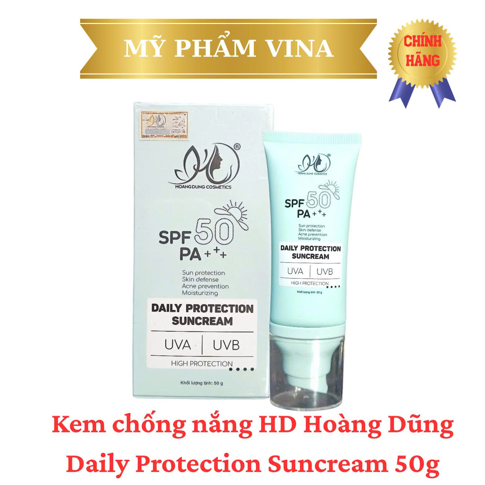 (Xanh) KEM CHỐNG NẮNG HD HOÀNG DŨNG DAILY PROTECTION SUNCREAM 50G 1