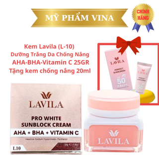 Kem Lavila L10 Dưỡng Trắng Da Chống Nắng AHA-BHA-Vitamin C 25GR - Tặng kem chống nắng 20ml