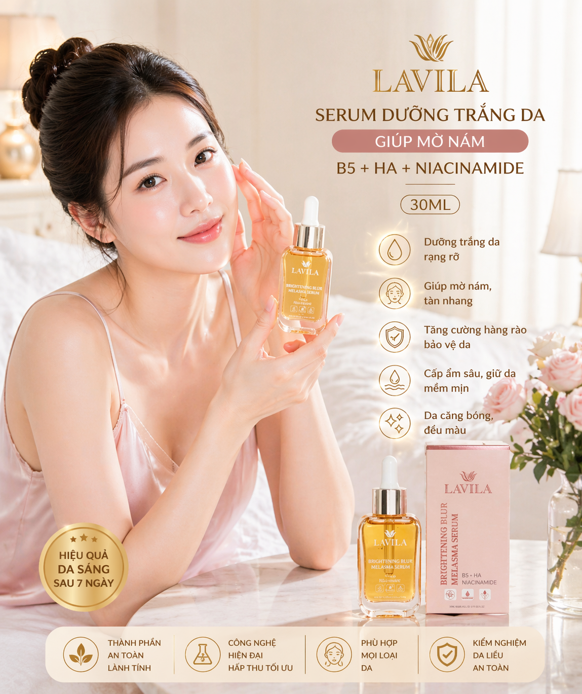 Serum Lavila Dưỡng Trắng Da Giúp Mờ Nám B5-HA-Niacinamide 30ML 1