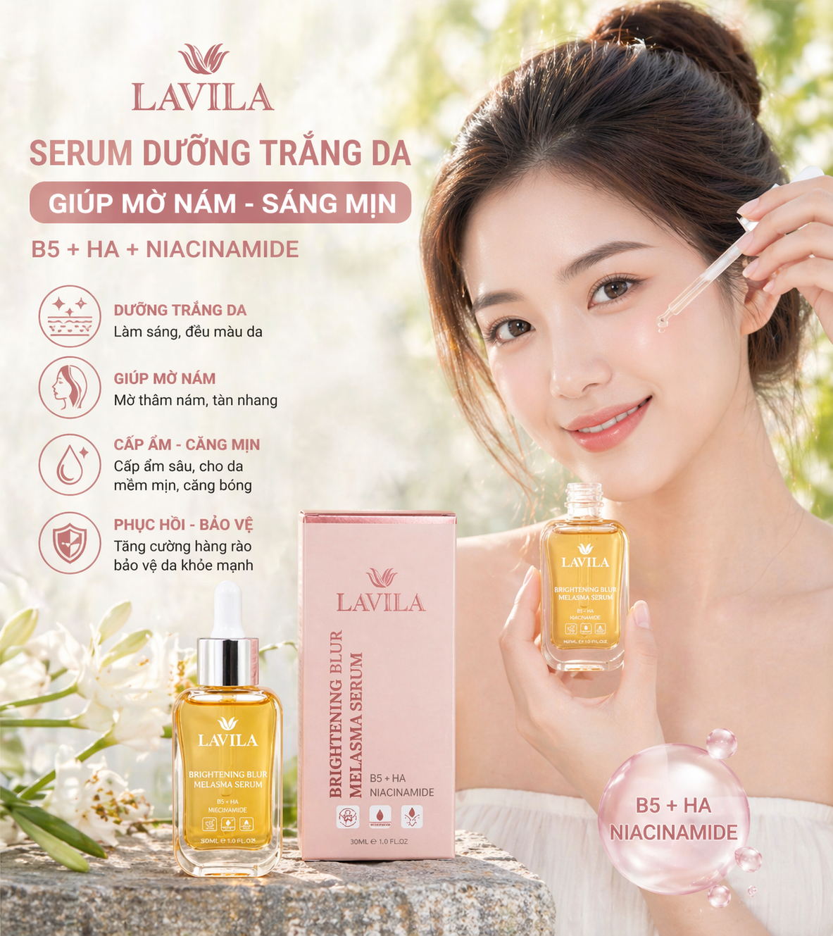 Serum Lavila Dưỡng Trắng Da Giúp Mờ Nám B5-HA-Niacinamide 30ML 2
