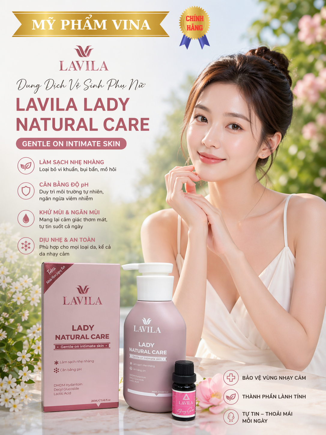 Dung Dịch Vệ Sinh Phụ Nữ Lavila Lady Natural Care 280ML 1